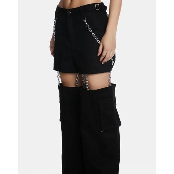 Black Chain-Linked Convertible Pants‎ With Cargo Pockets Size XXS - Picture 9 of 11